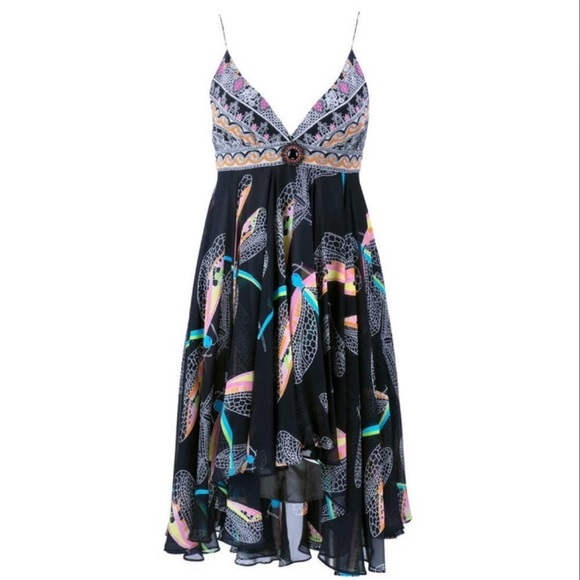 MATTHEW WILLIAMSON Y2K Silk Chiffon Dragonfly Print Dress UK 10/ US 6 - Picture 1 of 15